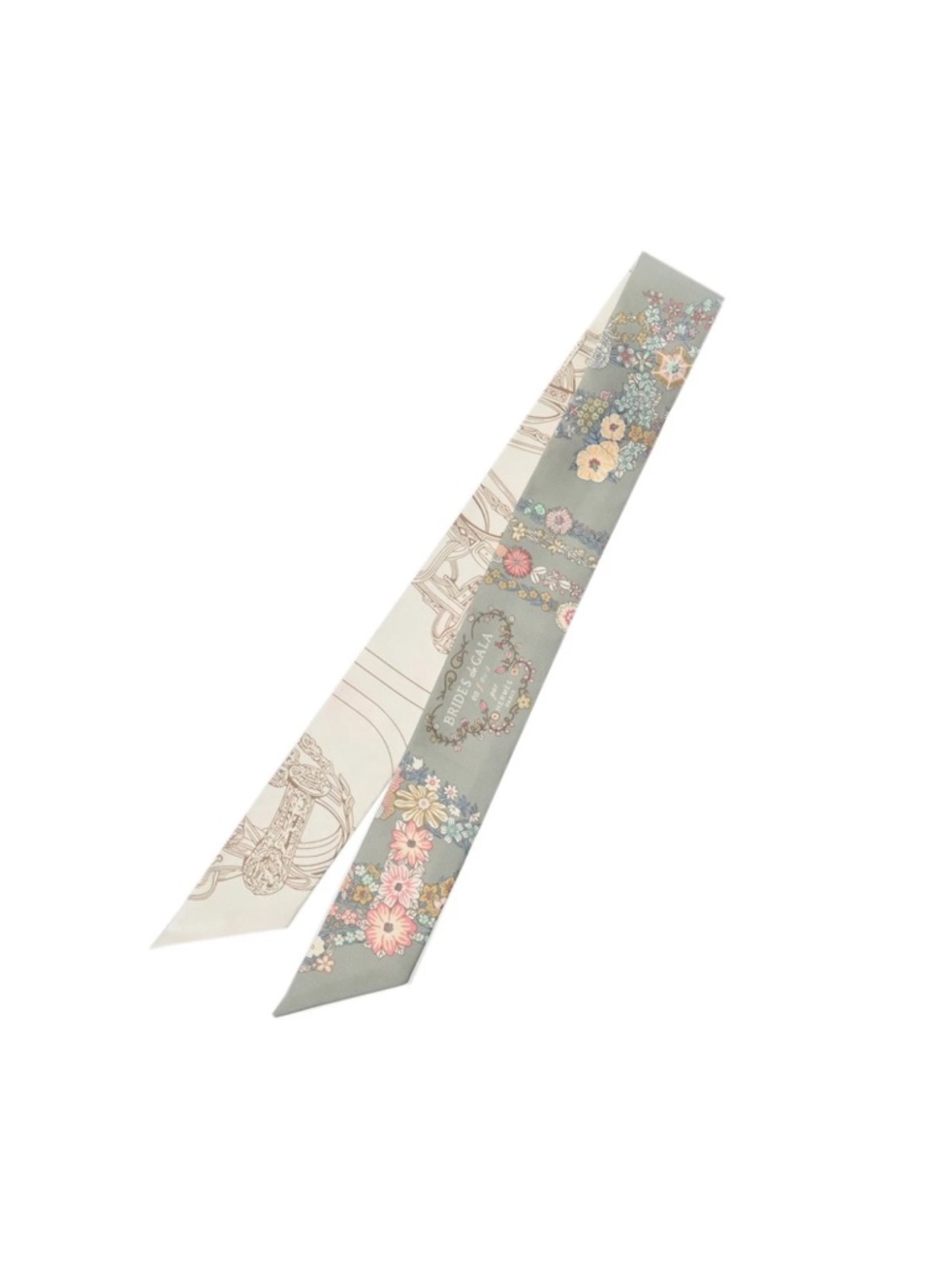 HERMES Twilly BRIDES DE GALA EN FLEURS Khaki/White/Multicolor Women scarf